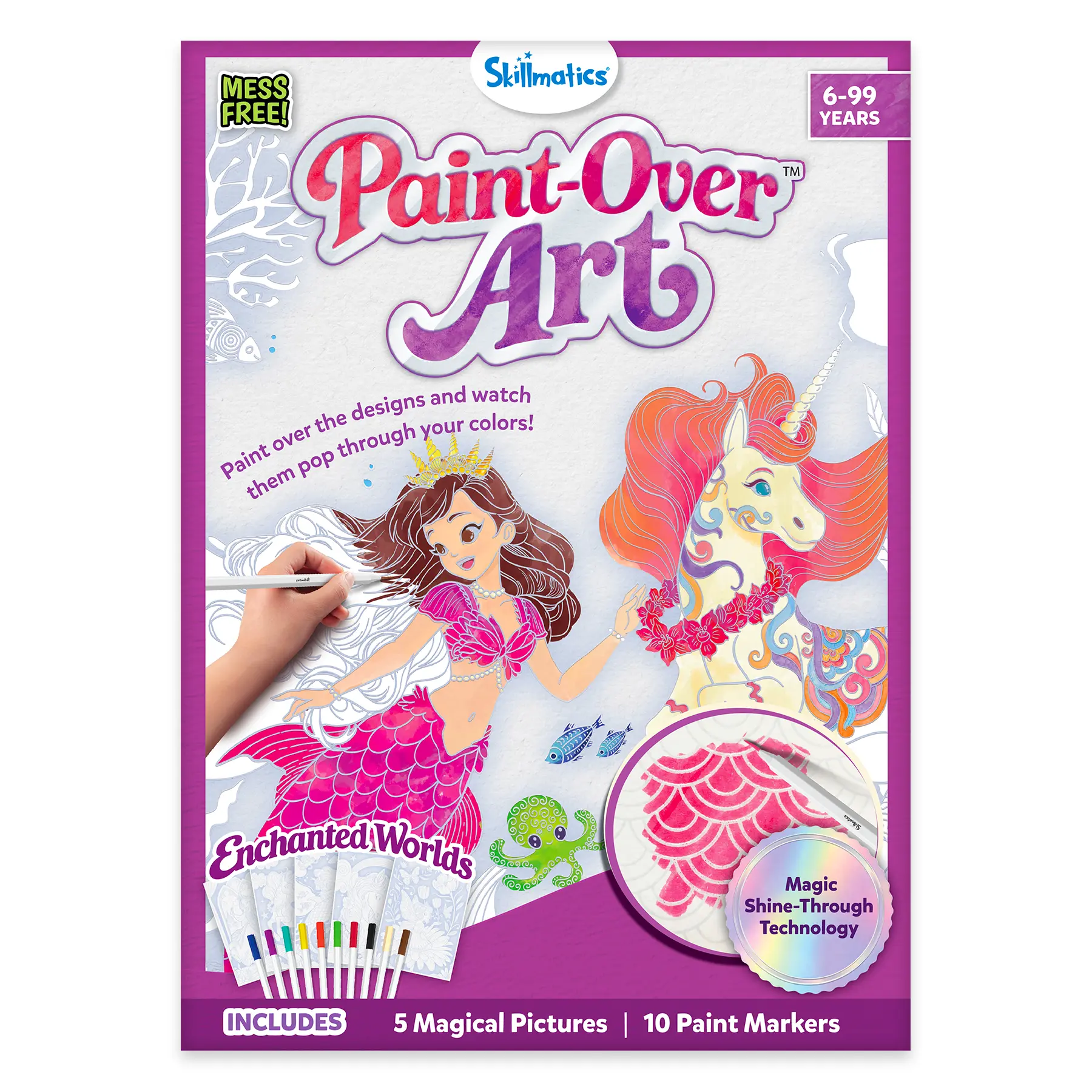 Skillmatics Paint-Over Art – Animals, Paint with Water Kit, Mess-Free Painting Activity, Magic Shine-Through Art & Craft Kit, Travel Toy & Creative Gift for Girls & Boys Ages 6, 7, 8, 9 & Up