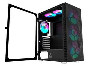 Montech X3 Mesh , 3 x 140mm& 3 x 120mm Fixed RGB Lighting Fans (Pre-Installed) ATX Mid-Tower PC Gaming Case, USB3.0, Door Open Tempered Glass Side Panel, High Airflow, Black