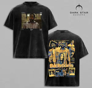 Backrooms Horror Graphic Tee | Vintage Washed Thriller Shirt | Oversized Movie Inspired Streetwear | Double Sided Unisex Fan Tee (Hoodie, Sweatshirt, Tank Top Options)