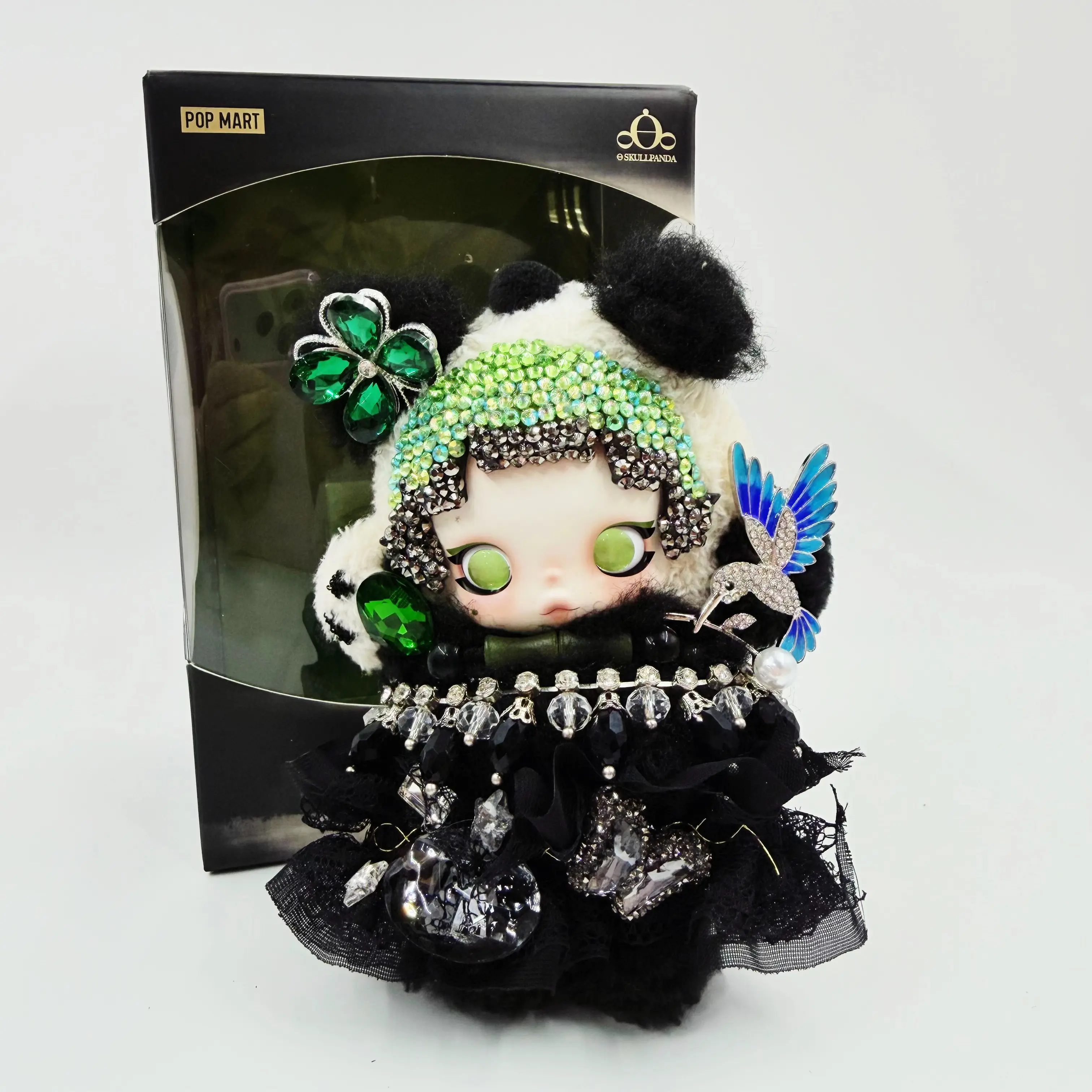 Lazy Panda Skull Panda Handmade Diamond Plush Doll