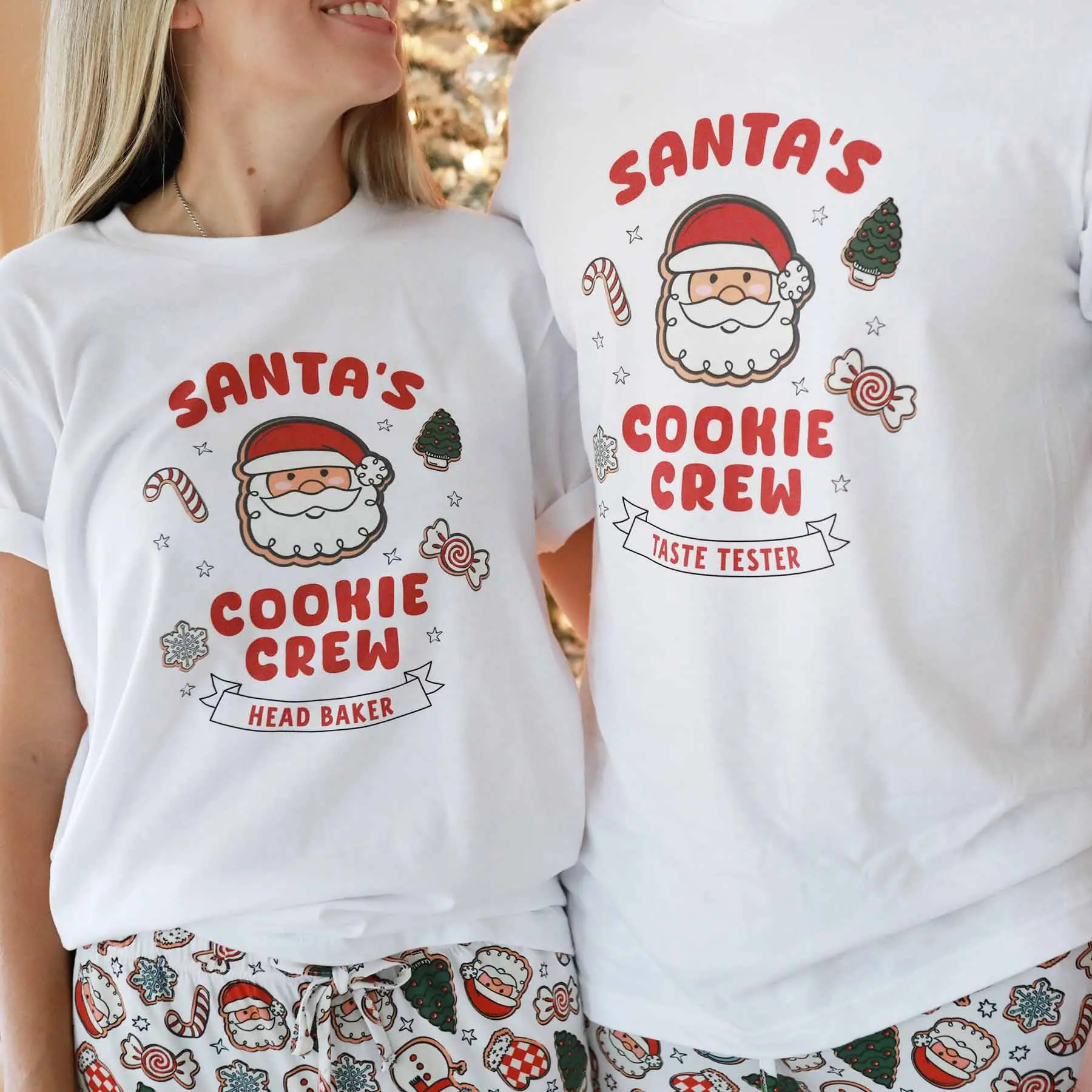 Santa's Cookie Crew Adult Graphic Tee | White