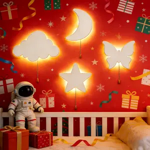 1pc Star And Cloud Wall Light,  Include Star, Cloud, Moon, Butterfly Shape, Home Decor, Wall Hanging Ornaments, Party Night Lights, Birthday Party, Room Ambiance Lighting, Creative Surprise Decoration Props, Battery-Operated (Batteries Not Included)