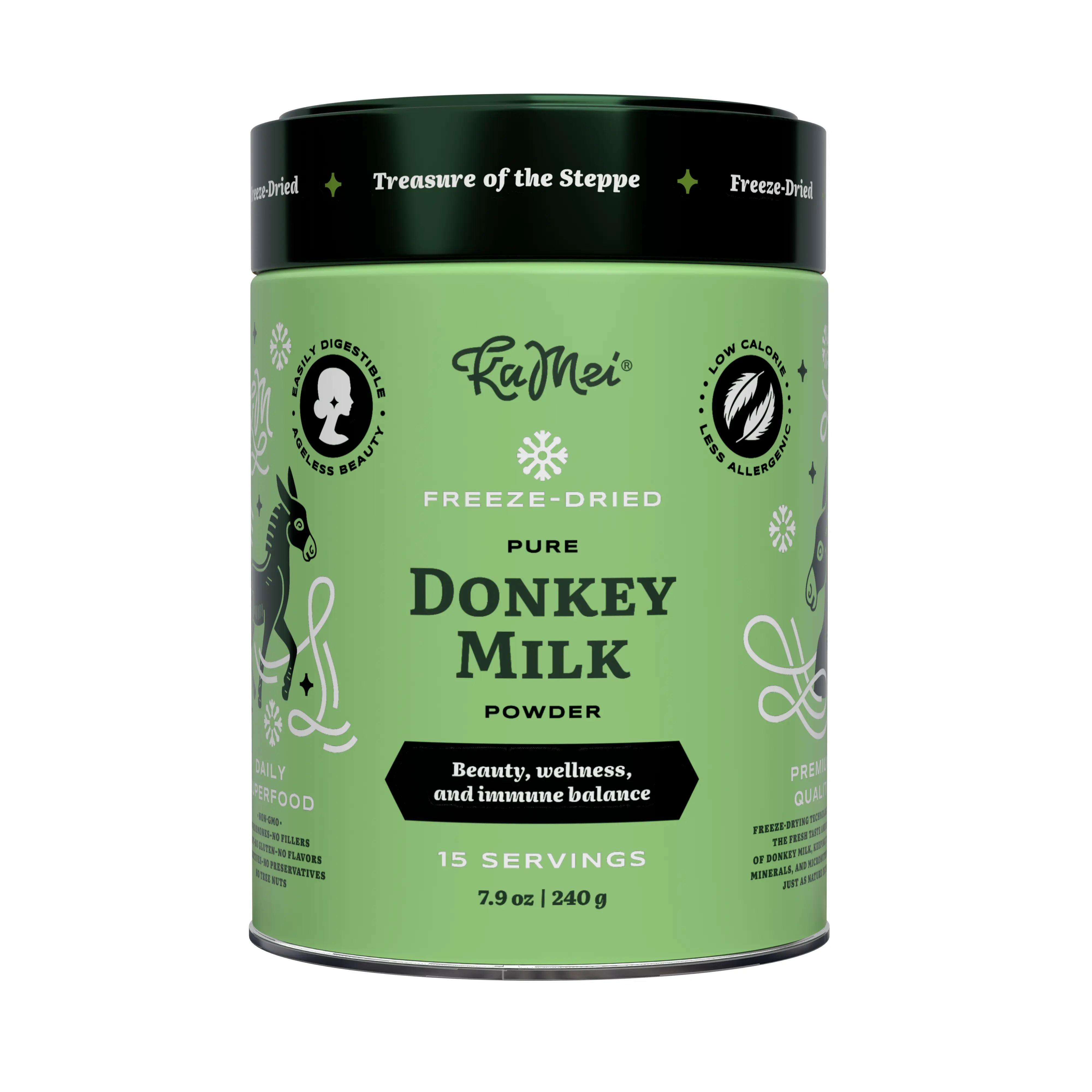 Freeze-Dried KaMei Donkey Milk Powder – 100% Natural, Pasture-Raised, Family Farm, Cow & Goat Milk Alternative, Suitable for Those with Cow’s Milk Allergy, Gut Health & Immune Booster – 240 g sohochic