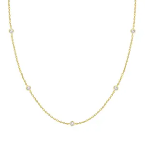 Minimalist Station Pearl Pendant Necklace, Silver Plated Dainty Pearl Choker, Everyday Wear Jewelry for Bridesmaid Gift