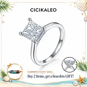 CICIKALEO 2CT Princess Cut Moissanite Hidden Halo Ring for Women D VVS1 Stackable 18K Gold Plated Lab-Created Hypoallergenic Wedding Engagement Anniversary Gift Fine Formerly CICI GEMS #Summervibes
