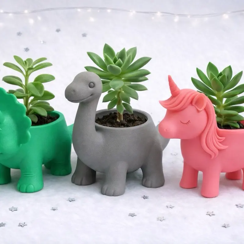 Dino & Unicorn Planters | Fantasy Succulent Pots | Cute Mythical Plant Decor