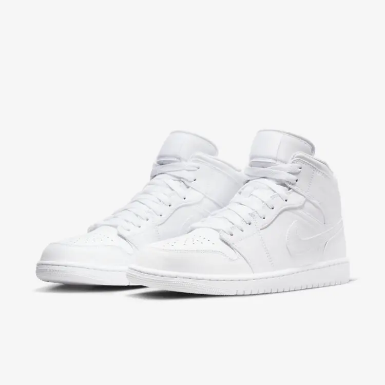 Nike Air Jordan 1 Mid Triple White 554724-136 Men's Shoes NEW