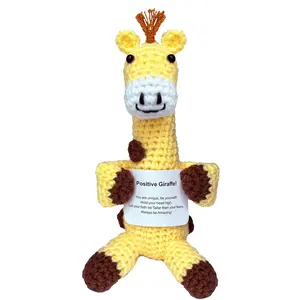 Positive Crochet Animals Amigurumi Giraffe Birthday Christmas Gifts for Women Daughter Friend, Handmade Emotional Support, Crochet Giraffe Doll for Stocking Stuffers Home Decor, Crochet Figure, Giraffe Stuffed Animal