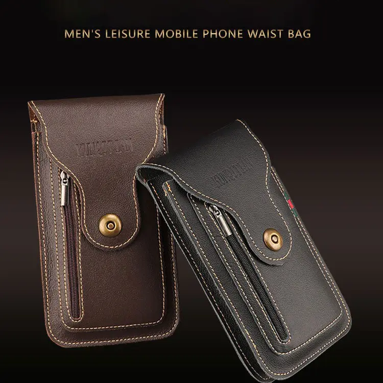Universal Leather Phone Belt Bag for ALL Phones: iPhone 14/15/16 Pro Max Plus, Samsung Galaxy S24/S23/A54/A14/Z Fold/Z Flip | Rugged Multi-Pocket Men's Waist Pack for Outdoor & Construction