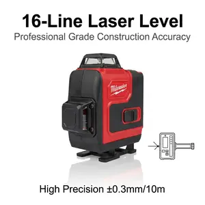 Milwaukee 16-Line Laser Level ±0.3mm/10m Green 16-Line | Self Leveling For Floor Tile Wall  ,Cordless Green Laser Level