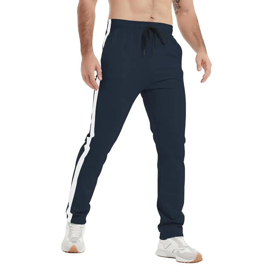 Dreammonkey 34/36/38/40 Long Inseam Men's Tall Striped Sweatpants Workout Training Lounge Joggers Pants with Pockets