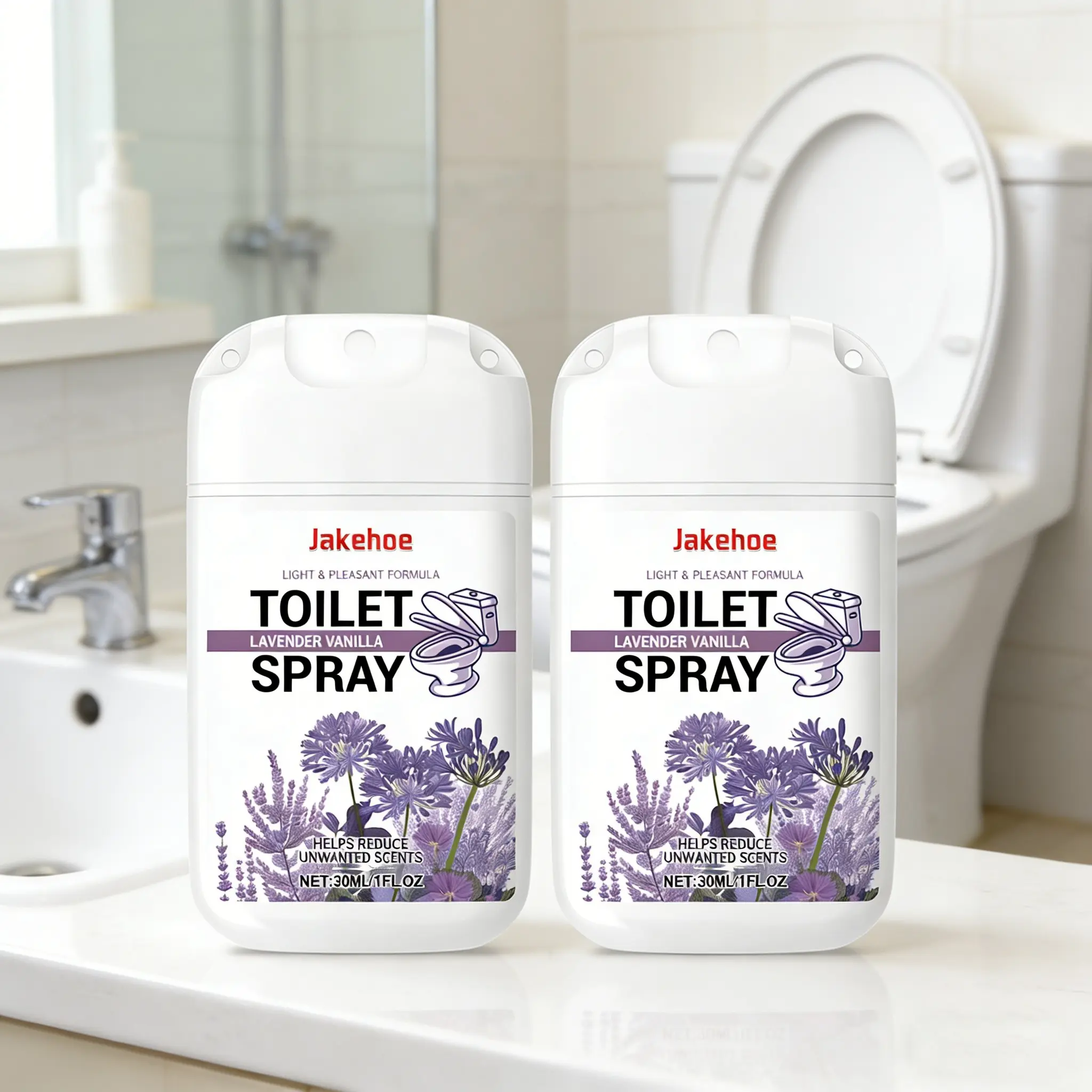 2-Pack Toilet Deodorant Spray (30ml*2), Lavender Fragrance, Toilet Odor Air Freshener, Long-Lasting Fragrance Cleaner, Daily Multi-Purpose Spray, Scented, Household, Home Care Supply, Household Odor Eliminator, Odor Removal Spray