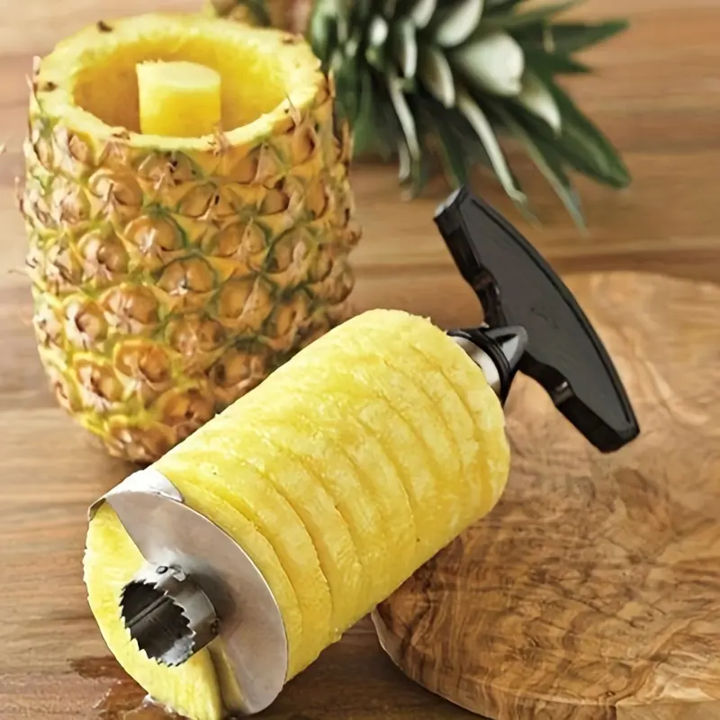 1pc Stainless Steel Pineapple Corer & Slicer with Sharp Blades  Effortless Pineapple Slicing, Peeling & Core Removal | Ergonomic Handle - Food-Safe Kitchen Tool for Fresh Fruit, Salads, Smoothies, Smoothie Ingredient | Efficient Corer | Foodsafe Material