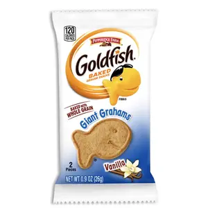 Goldfish Giant Grahams Vanilla Crackers 0.9 oz Each 15 Pack Snack Bags Baked with Whole Grain 2 Pieces