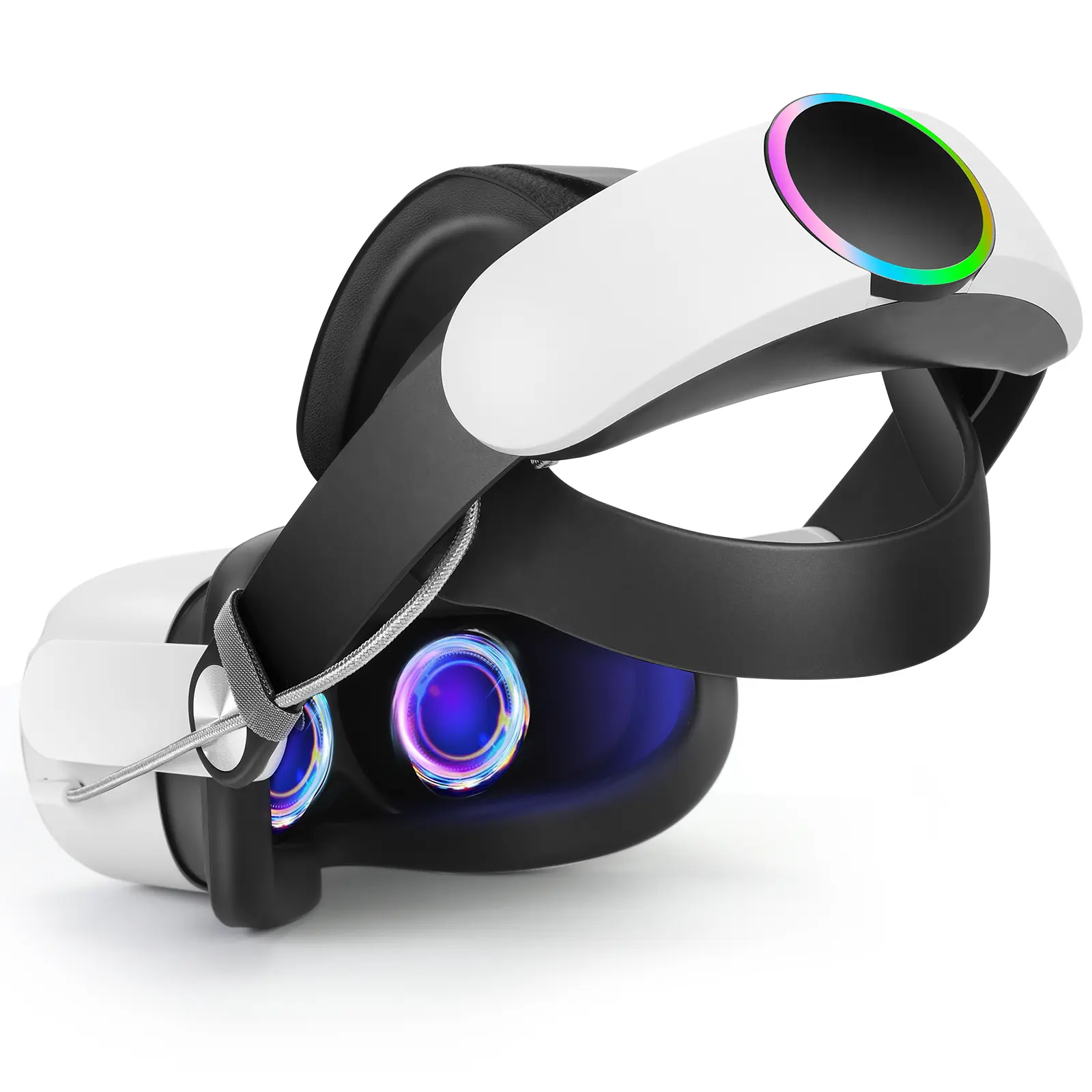 Hurra 10000mAh Fast Charging Wearable Battery Headband for Oculus Quest 2 VR Gaming Set, 17.6oz/500g Adjustable Elite Strap Replacement with RGB Light, 4h Extended Playtime, Enhanced Comfort & Balance for Virtual Reality Headset, TPU