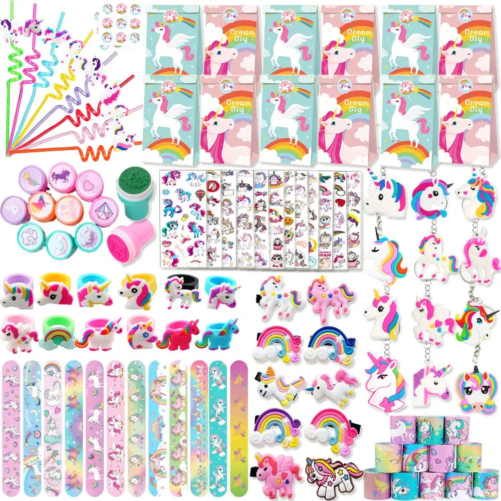 108 Pcs Unicorn Party Supplies for Kids, Birthday Party Kit, Goodies Set, Scene Decorations, Birthday Gifts, School Classroom Prizes, Party Favors, Gift Sets
