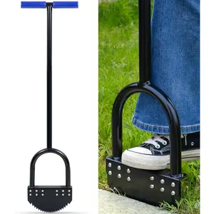 One-Piece 41in Manual Edger Lawn Tool with Spring Steel Blade Manganese Steel Border Edger for Landscaping Rustproof Half Moon Edger with Rubber Handle for Garden Maintenance