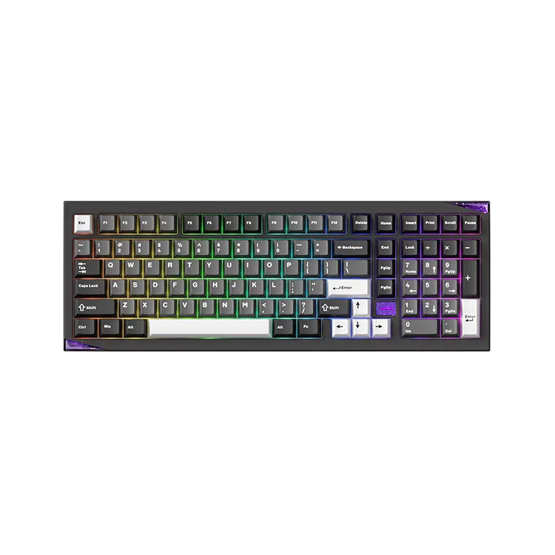 Akko Gem 02 QMK/VIA Aluminum Mechanical Keyboard Tri-Mode RGB Hot-swappable Wireless Gaming Keyboard, Black and Silver, Pre-lubed Switch