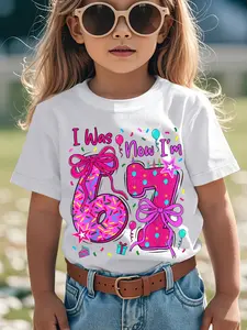 A Soft Breathable 7th Birthday Girl I Was 6 Now I'm 7 Year Old Girl Birthday T-Shirt for Kids |   Boys & Girls Graphic Tee - Round Neck Shirt for Early Elementary - Birthday Party Outfit or Everyday Play Clothes - Easy-Care Parent-Favorite Apparel, Kids