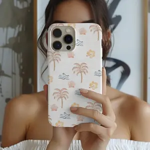 "Beachy Coconut Girl Summer Phone Case, Palm Tree Aesthetic Collage, Slim Protective Cover for IPhone 11-17 Series, Coastal Girl Gift "