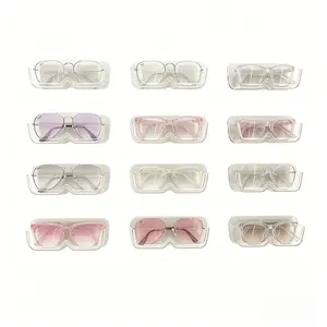 12-Piece No-Drill Wall-Mounted Eyeglass Organizer, Storage Accessories, High-Quality Eyewear Holder, Trendy Wall Display, Includes No Glasses, Transparent