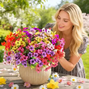 Artificial Flowers for Outdoor, UV Resistant Fake Silk Flowers, Realistic Faux Plants for Outside Indoor Porch Patio Window Box Planter Home Decor, 20 Bundles, Mixed