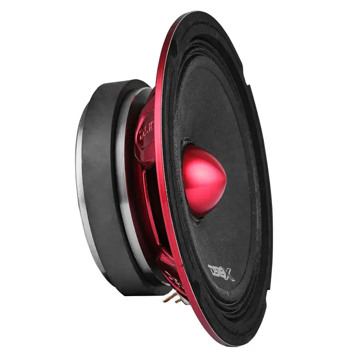 DS18 PRO-X6.4BMSL Slim Car Stereo Speaker - 6.5" Component Car Audio Speaker, Red Aluminum Bullet, 400W Max, 200W RMS, 4 Ohms, 80Hz-5kHz (1 Unit)