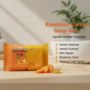 BYENBLAN Heart-Shaped Carrot Soap, 7oz - Vitamin-Infused Brightening Face & Body Cleanser, Gentle, Hydrating, and Alcohol-Free for Radiant Skin