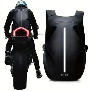 BlackMotorcycleRidingBackpack-LargeCapacity,Reflective,HelmetStorage-ForMen-SuitableforMotorcycling,Cycling,Hiking&Travel-PerfectGiftforRiders