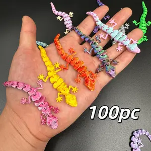 Festive Decorations 100 3D Printed Geckos 3.62 InchesPLA Material Bright Colors Perfect for Christmas EasterValentine's Day Halloween and Autumn Home Decor Landscape Ornaments
