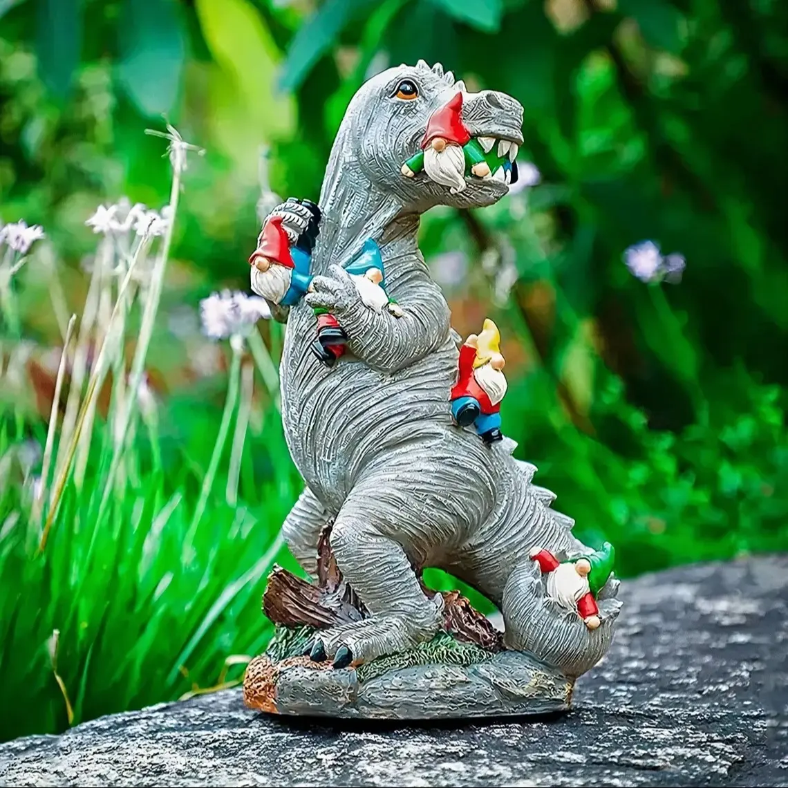 Dinosaur Gnome Home Decor Ornament, Miniature Dinosaur Gnome Statue, Garden Gnomes, Garden Decoration, Housewarming Gift, Yard Art, Resin Sculptures