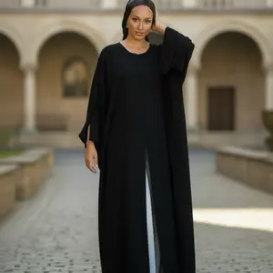 Black Slit Front Maxi Abayaa daily wear