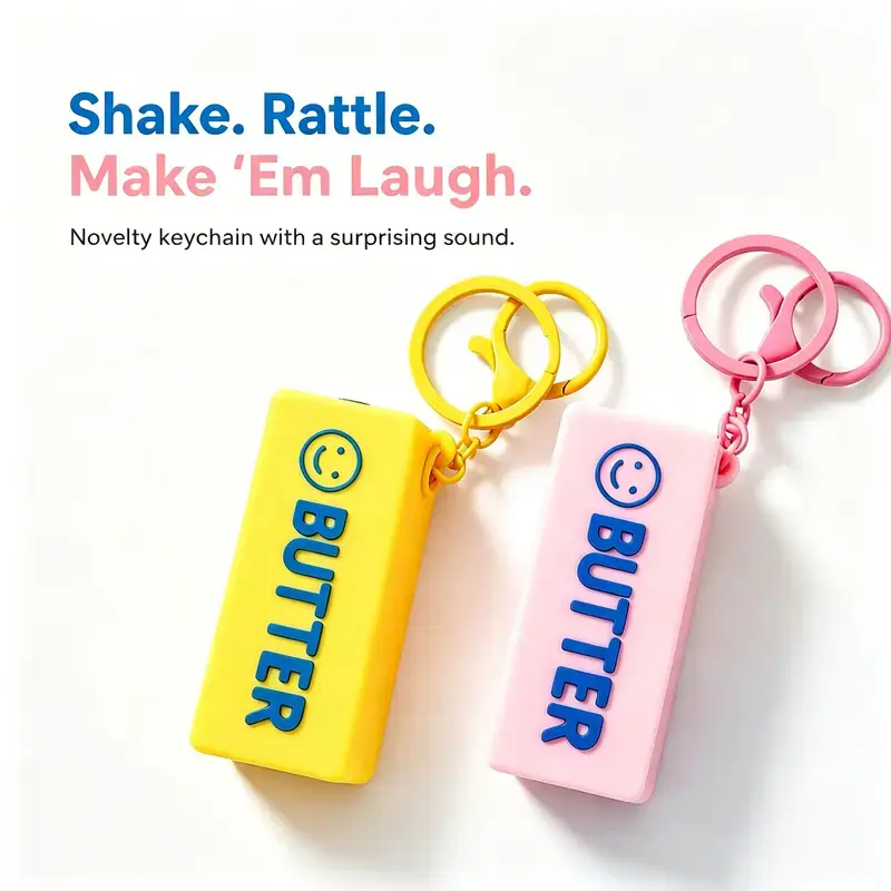 Creative Light-Up Screaming Butter Stick Stress Relief Keychain, Funny Novelty Pendant for Bags and Car Keys, an Ideal Gift for Classmates, Friends and Family on Birthdays, Halloween, Thanksgiving, Christmas and Other Festivals