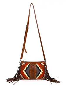 Western aztec printed fringe fashion women crossbody bags