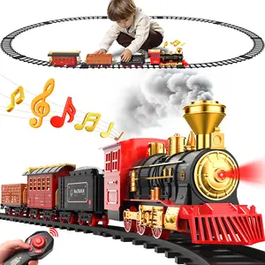 RC Classic Train Set with Remote Controller for Kids 4-7 years Old,Train Toys for Boys with Smokes, Lights and Sound,Toy Train Set for Under Christmas Tree, Toddler Model Trains for 3 4 5 6 7 8+ Years Old Kids Christmas Toys Gifts