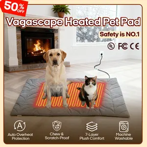 Vagascape Heated Pet Pad for Dogs & Cats – 7-Layer Safety Design, Auto Overheat Protection, Chew-Resistant Cord, Waterproof & Machine Washable, Ideal for Indoor & Outdoor Use Shaped Beds