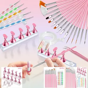 Professional-Grade DIY Nail Art Brush Set, Includes Painting Brushes, Dotting Pens, Magnetic Nail Stand, Double-Sided Tape, Tweezers & Brush Stand, Essential Manicure Nail Art Painting Kit, Nail Art Tools, Nail Art Accessories