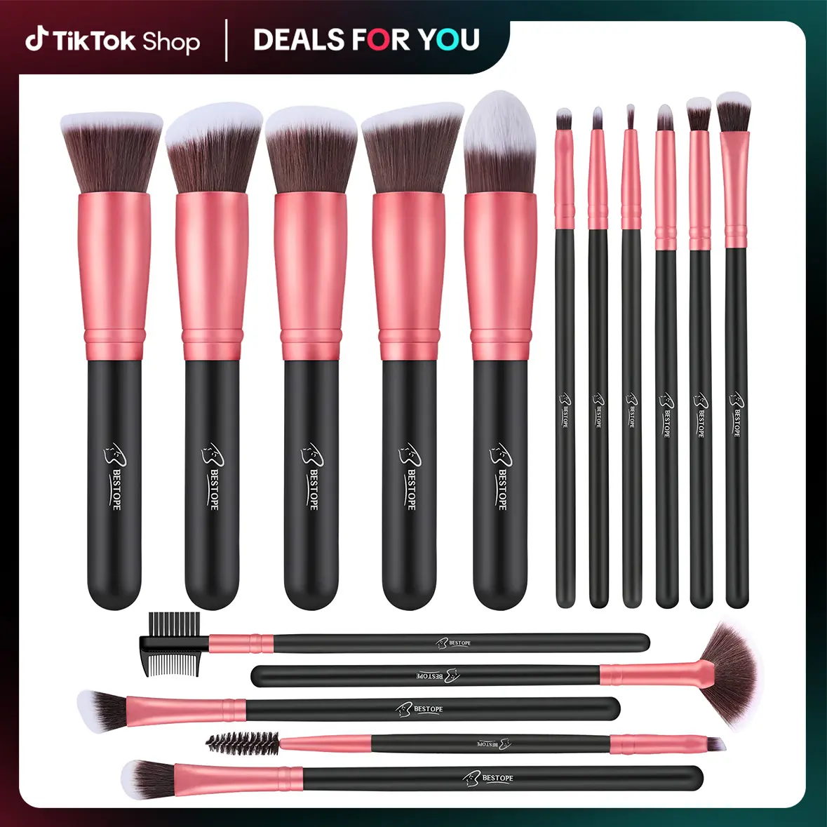 BESTOPE PRO Professional Makeup Brush Set - 16 pcs Advanced Synthetic Foundation Concealer Eyeshadow Brushes, Eyeliner & Powder Tools, Portable Travel Makeup Kit, Complete Makeup Toolkit for All Needs