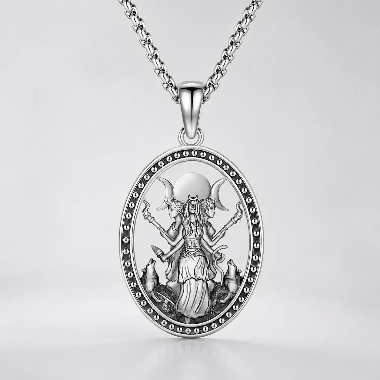 March Hecate Necklace Hollow Design Necklace Goddess Hecate Amulet accessory Gift for Women.