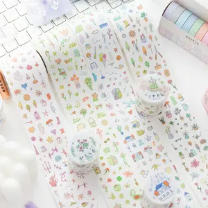 Mini Doodle Series Tape Cut and Paper Tape 200cm/roll, Handmade Scrapbook DIY Craft Supplies, Planner Album Greeting Card Calendar Decoration, Diy Sticker Paper