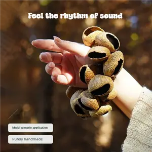 Natural Pangi (Pinji) Seed-Shell Hand Rattle – Handmade Percussion Shaker Effect Instrument for Yoga, Meditation, Sound Therapy & Mindfulness – Unique Gift