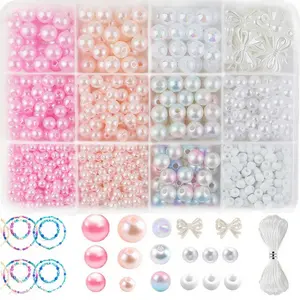 2500pcs Multicolor Beads Set, DIY Jewelry Making Kit, diy beads assortment, Round Holey Beads with String, 12 Compartments, Craft Supplies for Keychains and Pendants