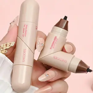 2-in-1 Rotating Winged Eyeliner Stamp Pen - Waterproof, Quick-Dry, Longwear Makeup Beauty Products with Black & Light Brown Dual-Head for Precise Daily Eyeliner & Lipliner, Oil-Resistant Flawless Finish