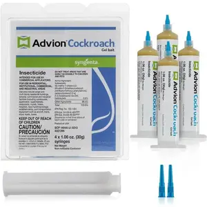 Advion Cockroach Gel Bait, 4 Tubes x 30-Grams, 1 Plunger and 2 Tips, German Roach Insect Pest Control, Indoor and Outdoor Use, Roach Killer Gel for American, German and Other Major Cockroach Species