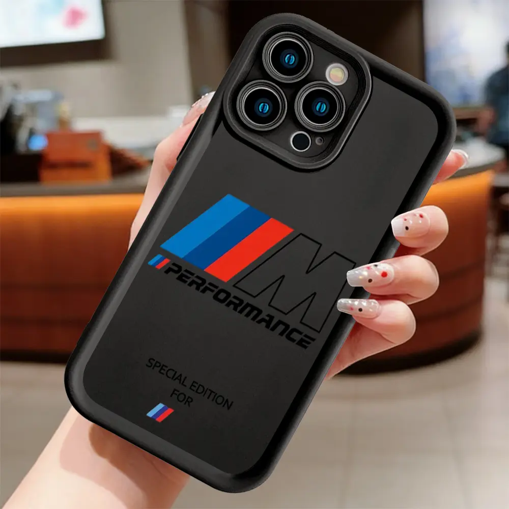 BMW M Performance Tri-Color Stripe TPU-Soft Silicone Phone Case - Shockproof, Durable, Contemporary, Eco-Friendly Accessory for iPhone 17/16/15/14/13/12/11 x xs xr Pro Max Plus Air, Motorsport M Logo Protection