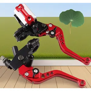 Universal 7/8" 22mm CNC Motorcycle Handlebar Brake Master Cylinder Clutch Lever Left & Right Set Red Compatible With Honda Kawasaki Suzuki Yamaha