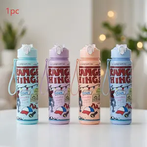 Reusable Hard Plastic Water Bottle with Lid and Straw, 700ML Eco-Friendly Alternative, Perfect for School, Travel, Coffee, Halloween Party Props