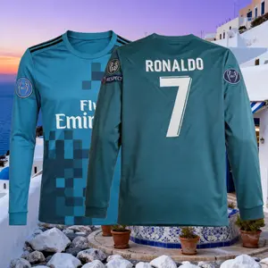 C.Ronaldo 2017 2018 Retro Away Blue Home White No.7 Short-Sleeved Long-Sleeved Football Shirts