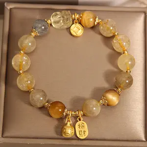 2025 New Healing Crystal Beads Natural Gemstone Bracelet Relieve Anxiety Spiritual Bracelet Topaz Tiger Eye Energy Bracelet Gift Soothing Properties Calming Effect