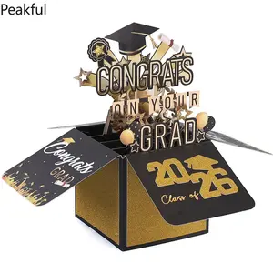 2026 3D Graduation Pop Up Card, Trending Congrats Grad Greeting Card with Envelope, Foldable Handmade Card Works as Money and Gift Card Holder, perfect for high school college graduation ceremony, party blessings and heartfelt graduate gift giving